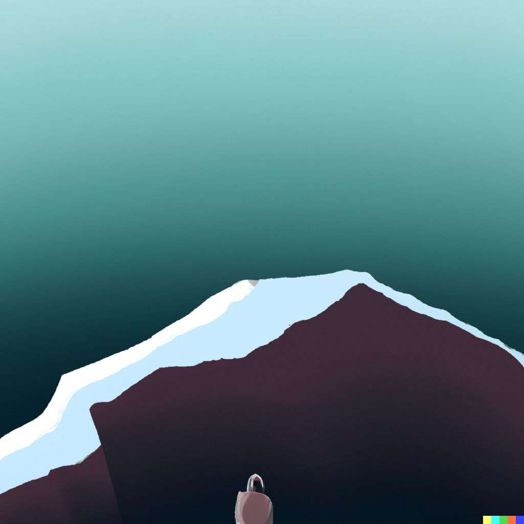 someone gazing at Mount Everest, painting, minimalism style